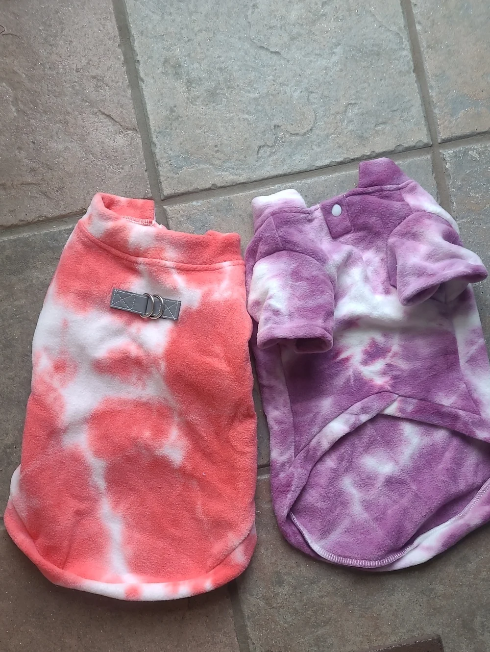 New! Set of 2 tie dye fleece Dog Sweaters jacket purple pink size Large